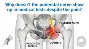 Why doesn’t the pudendal nerve show up in medical tests despite the pain?